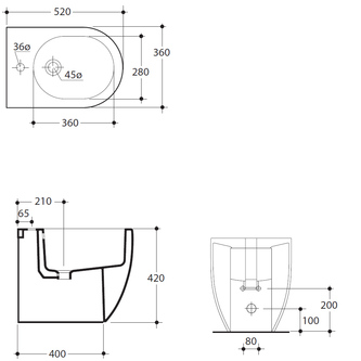 FLO Bidet 36x51,5cm, weiß