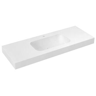 EMICO Doppelwaschtisch mitten, 130x50 cm, Kantenausführungen L, Rockstone white matt