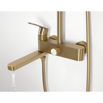 Duschsäule mit Hebelarmatur, schwenkbarer Einlauf, Gold matt