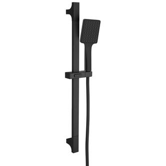Brausegarnitur eckig, Schiebehalter 680mm, schwarz matt