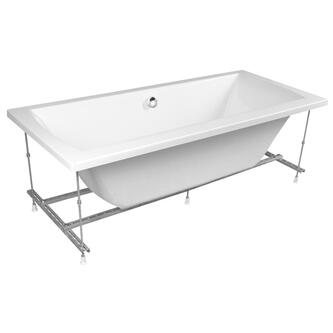 ELVINA Rechteckbadewanne mit Rahmengestell und Wannenschürzen,180x80x50cm, Links, Weiß