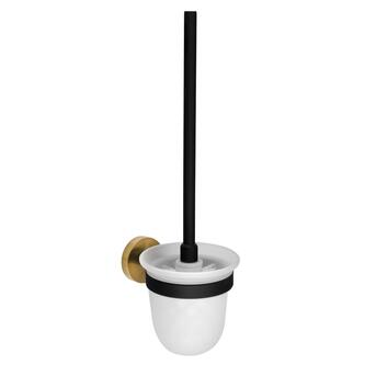 LARISSA WC-Bürste, Milchglas, Schwarz/Gold matt