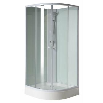 AIGO Viertelkreis-Duschbox 900x900x2060mm, Profil weiß, Glas BRICK