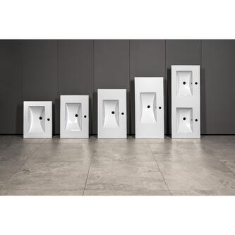 SLIM Keramik-Doppelwaschtisch 121,5x46,5cm, Weiß