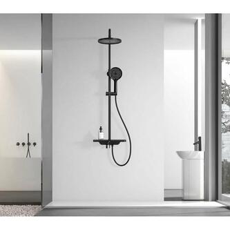 ARONA Duschsäule mit Armatur und Auslauf, schwarz matt