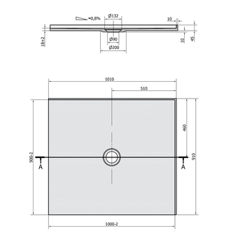 MIRAI Gussmarmor - Duschwanne, Rechteck 100x90x1,8cm, rechts, weiß
