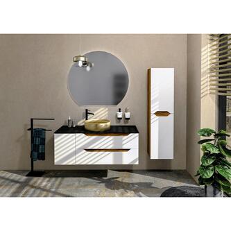 WAVE Hochschrank 35x140x30cm, weiß/Silbereiche
