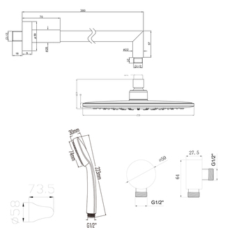 BARON Unterputz Duscharmatur mit Einhebelmischer, 2 Wege, Chrom