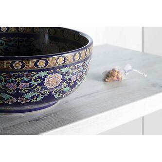 PRIORI Keramik-Waschtisch Ø 41 cm, lila mit Muster