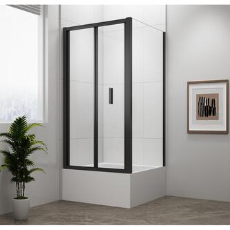 DEEP BLACK Rechteckige Duschkabine 1000x900mm L/R Variante, Klarglas