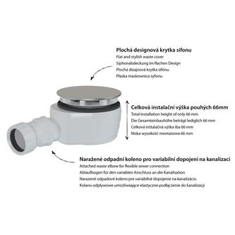 Duschwannensiphon, Durch. 90mm, DN40, Niedrig, polierter Edelstahl Abdeckung