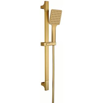 Brausegarnitur eckig, Schiebehalter 680mm, gold matt