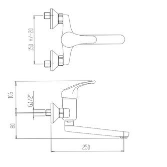 LAVELLI Küchenarmatur, Abstand 150mm, Chrom