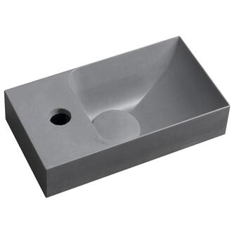 PICCOLINO Beton-Waschbecken 30,8x17cm, Wasserhahn linken, Grau matt