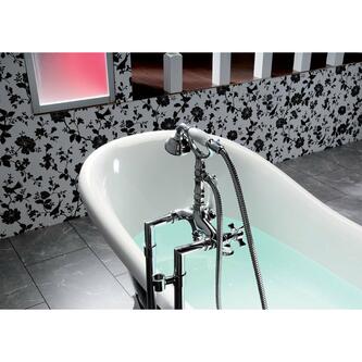 RETRO Freistehende Badewanne 167,5x76x71cm, Füße Chrom, schwarz/weiß