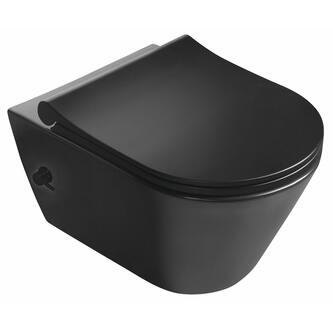 AVVA CLEANWASH Hänge-WC, mit Armatur und Bidetbrause, Rimless,35,5x53cm, Schwarz matt