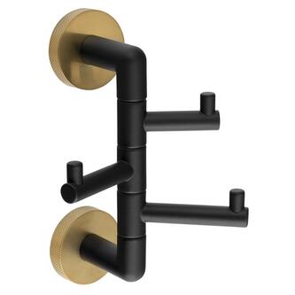 LARISSA 3-Fach Haken, Drehbar, Schwarz/Gold matt