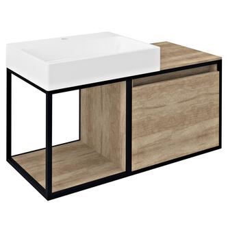 SKARA Unterschrank 100x49,5x46,5cm, schwarz matt/Eiche Alabama