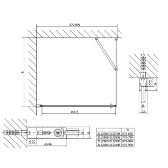 Zoom Line Black Rechteckige Duschkabine 900x1000mm L/R Variante