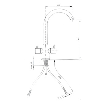 AIRTECH Küchenarmatur, 380mm, Chrom