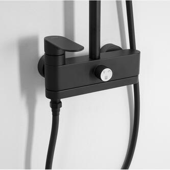 Duschsäule mit Hebelarmatur, schwenkbarer Einlauf, Schwarz matt