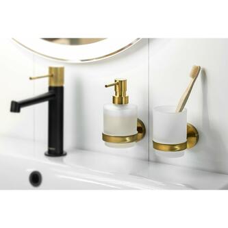 X-ROUND GOLD Seifenspender 200ml, Milchglas, Gold matt