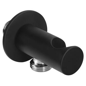 Brausehalter rund, fest, mit Schlauchanschluss, schwarz matt