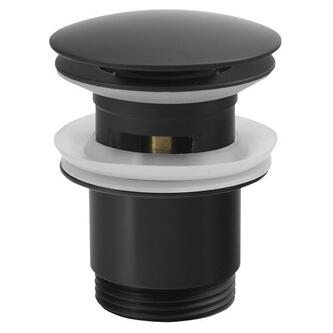 Ablaufgarnitur 5/4", klick-klack, großer Stopfen, 30-45mm, Schwarz matt