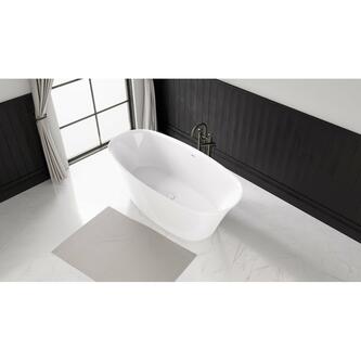 FLORINA Freistehende Gussmarmor-Badewanne 170x80x61cm, weiß