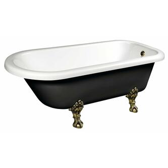 FOXTROT Freistehende Badewanne schwarz/weiß, 170x75x64cm, Füße bronze
