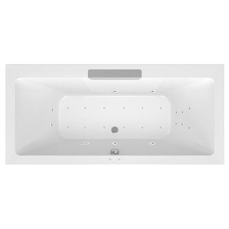 CASCATA Whirlpool-Badewanne, 185x85x45cm, Kaskade Edelstahl, Attraction Hydro-Air, Chrom