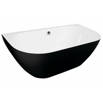 PAGODA wandstehende Badewanne 170x85x58cm, schwarz/weiß