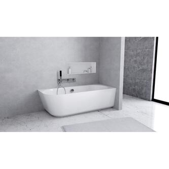 SUSSI R Freistehende Eckwanne, Gussmarmor 160x70x49,5cm, Weiß
