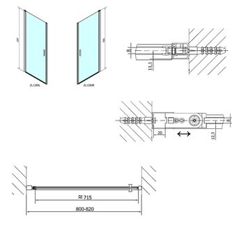 Zoom Line Eckige Duschkabine 800x800mm L/R Variante