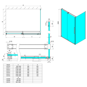 SPIRIT Rechteckige Duschkabine 1600x900mm L/R Variante
