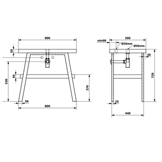 TWIGA Waschtisch 80x72x50 cm, schwarz matt/Eiche altweiß