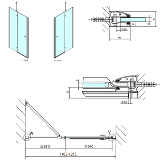 FORTIS LINE  Nischentür1200 mm, Klarglas, rechts