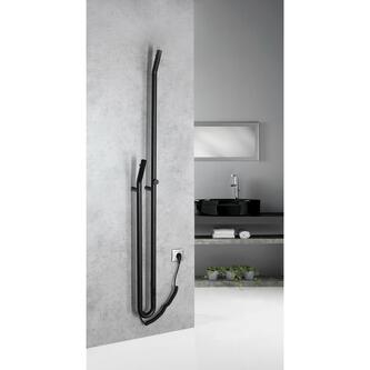 DUOPASSO Handtuchtrockner elektrisch mit Zeitschaltuhr, 122x1700mm, 45 W, Schwarz matt