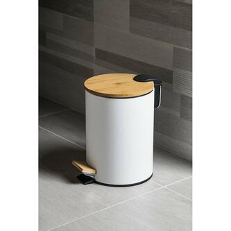 BAMBUS Abfalleimer rund 5l, Soft Close, weiß