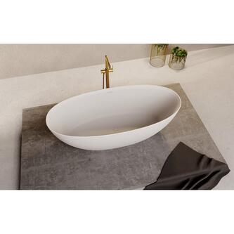 NOYA Freistehende Badewanne 170x76cm, Gußstein weiß matt