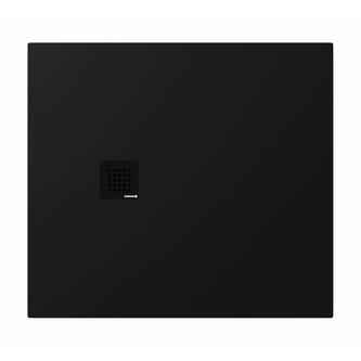 TRENECA Gussmarmor-Duschwanne 100x90cm, Verkürzungsmöglichkeit, schwarz matt