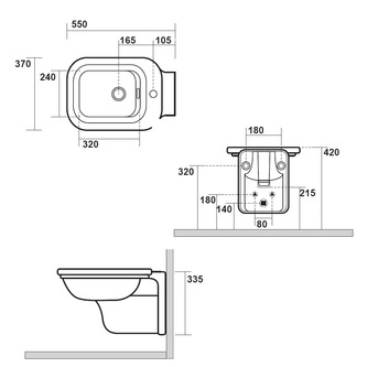 WALDORF Hänge-Bidet 37x55cm, weiß
