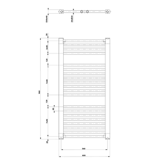 DIRECT Badheizkörper mit seitlichem Anschluss 600x960 mm, Weiß