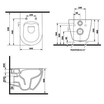 INFINITY CLEANWASH Hänge-WC, mit Armatur und Bidetdusche, spülrandlos,36,5x53cm, weiss