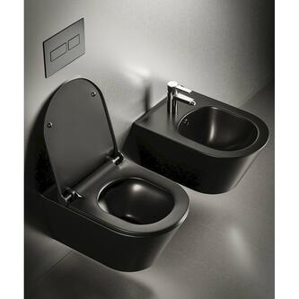 AVVA Hänge-WC, spülrandlos, 35,5x53cm, schwarz matt