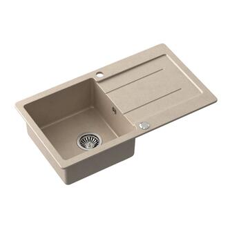 Granitspüle mit Abtropffläche 77x44cm, Beige