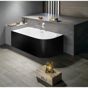 VIVA L MONOLITH asymmetrische Badewanne 170x75x60cm, links, weiß/schwarz