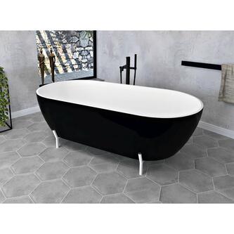 REDUTA Freistehende Badewanne 150x75x46cm, schwarz/weiß