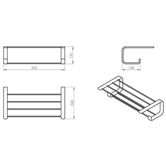 OUTLINE Handtuchregal mit Reling, schwarz matt
