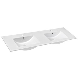 SLIM Keramik Doppelwaschtisch 150x46cm, Weiß